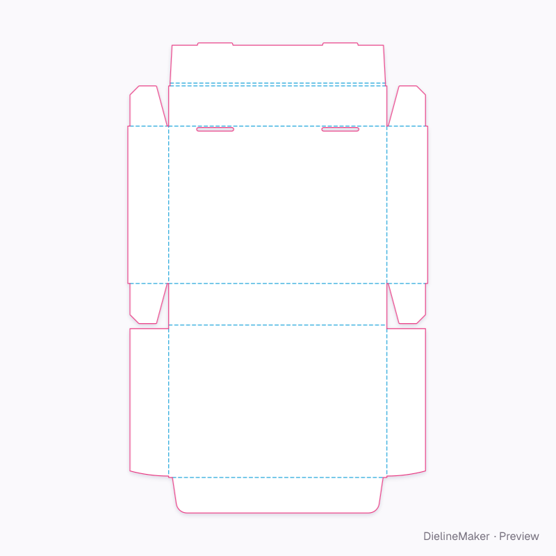 Stationery bundle mailer — Double-front box with lid flat dieline