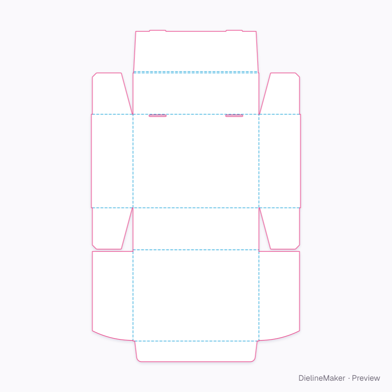 Double-front box with lid flat dieline