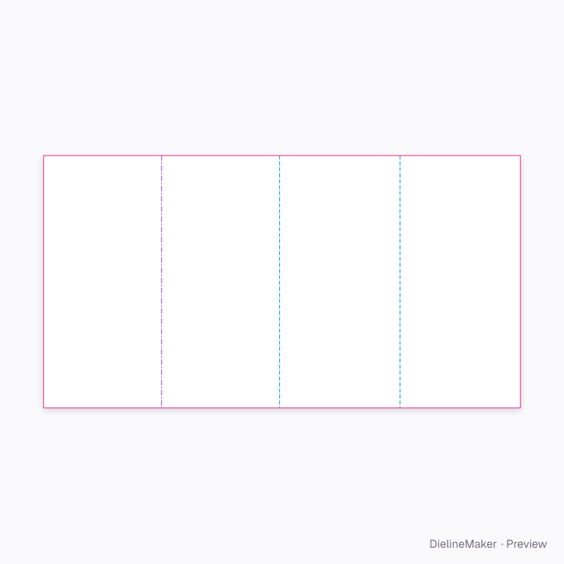 Open double-parallel leaflet flat dieline