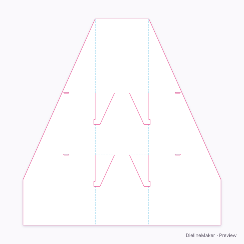 Floor standee double-wing back support flat dieline