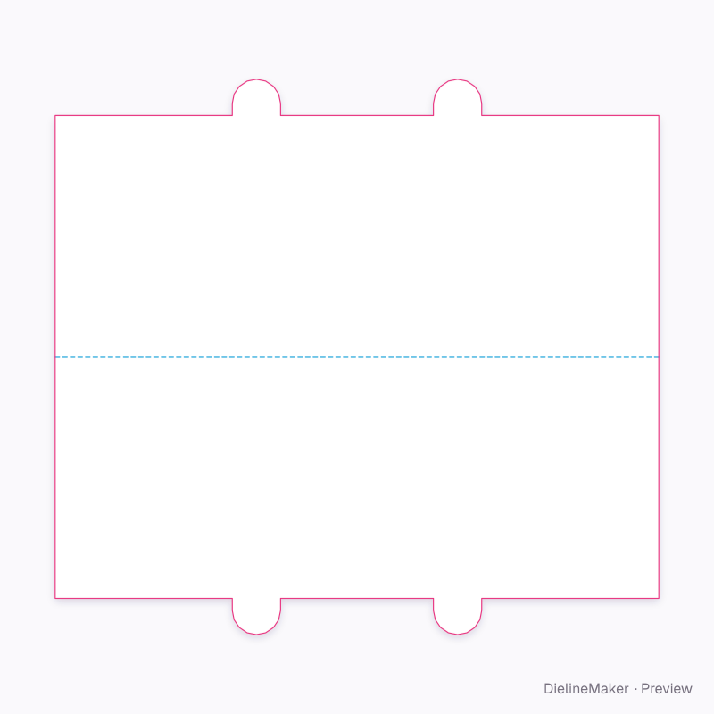 Doubled display header with two tabs flat dieline