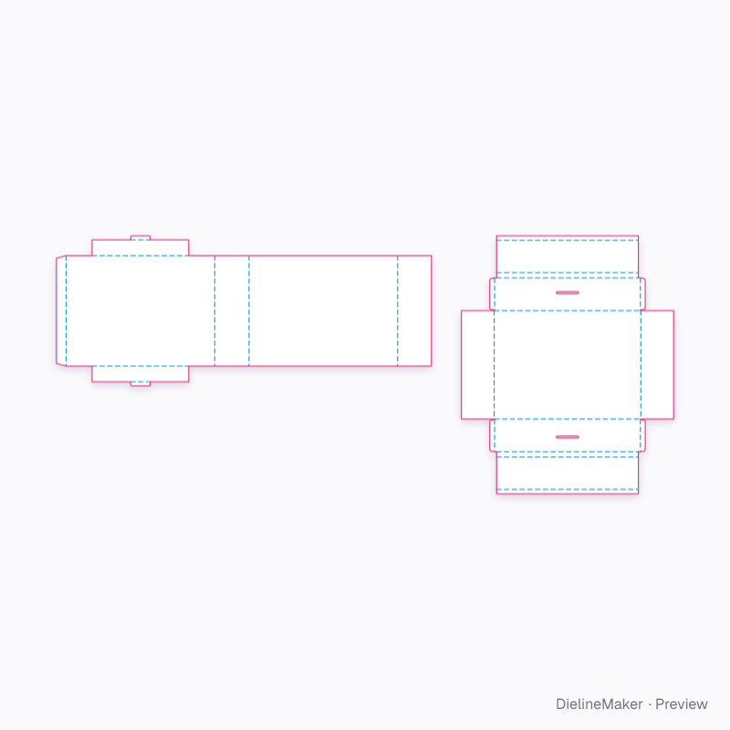 Drawer box with end latches flat dieline