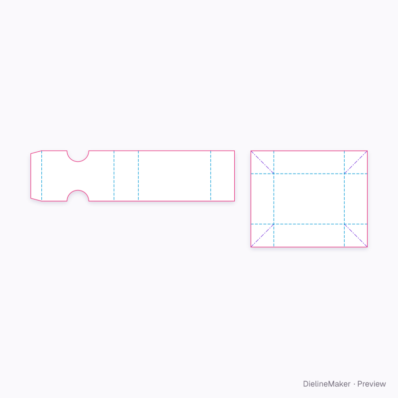 75 × 55 earring gift box — Drawer box flat dieline