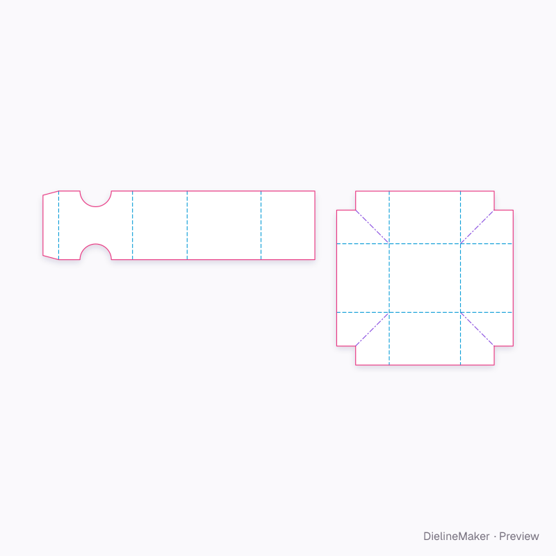 52 mm ring gift box — Drawer box flat dieline