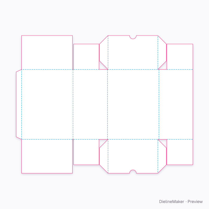 Tall eared-lid box 300×200×400 flat dieline