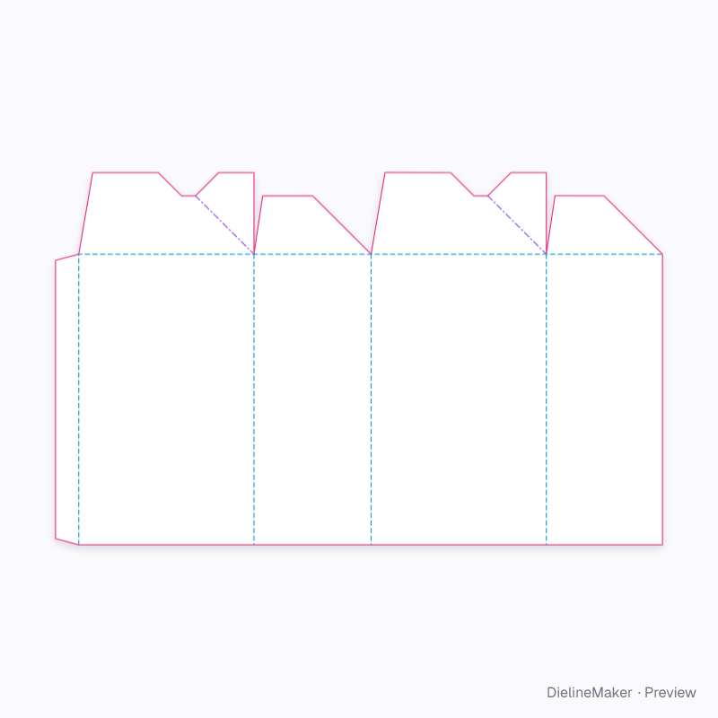 Notched crash-end carton flat dieline