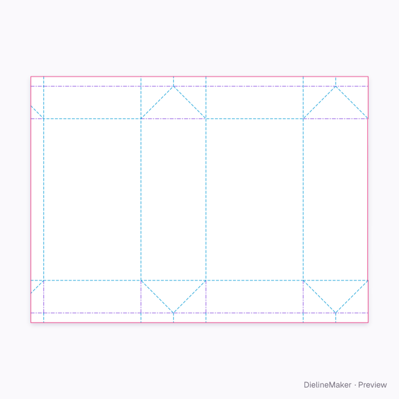 Fin-sealed brick carton flat dieline