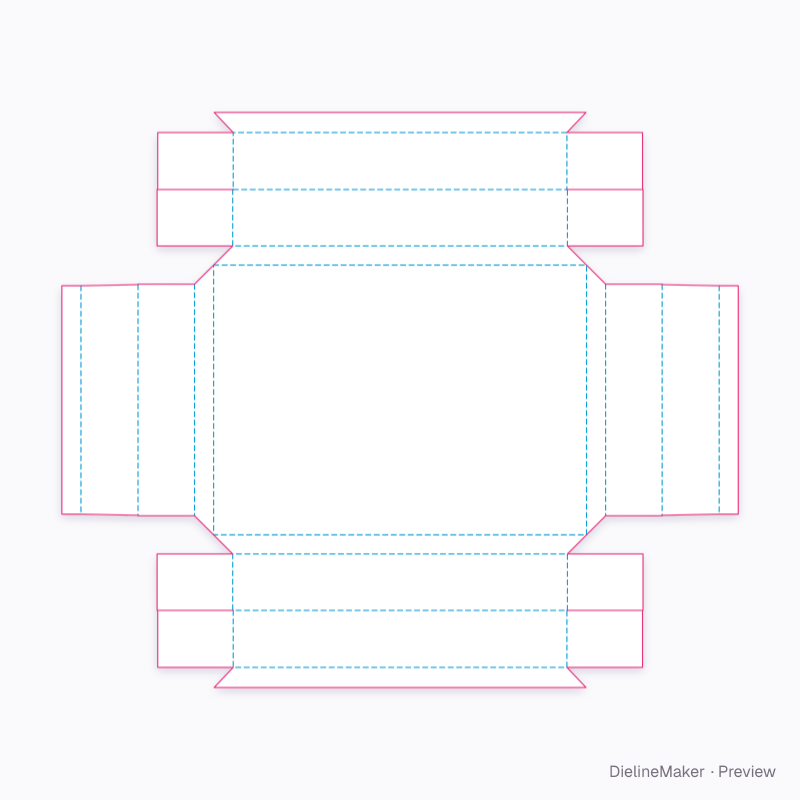 Tray with integrated flanged base flat dieline