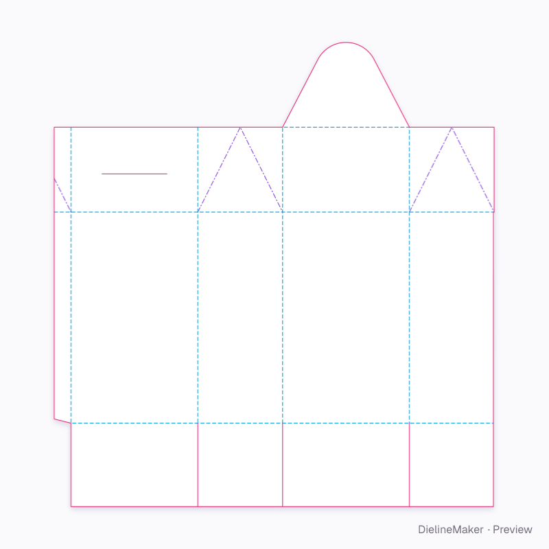 Locking gable, full-overlap base flat dieline