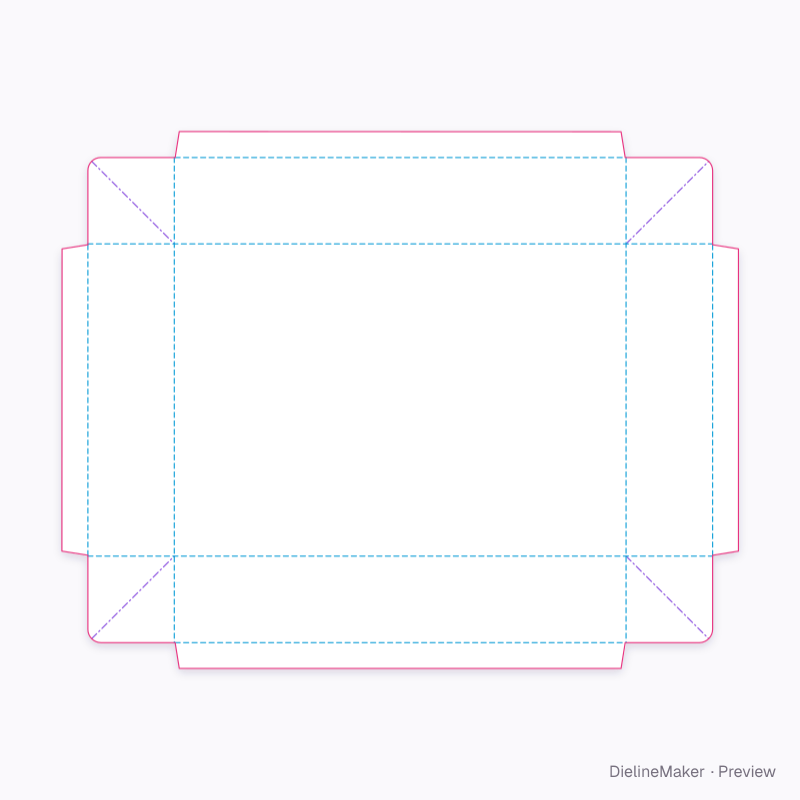 ECMA B48.21.00.00 · Four partial wall returns and glued webs flat dieline