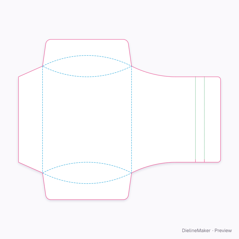 Pillow pack with tear strip 120×100×24 flat dieline