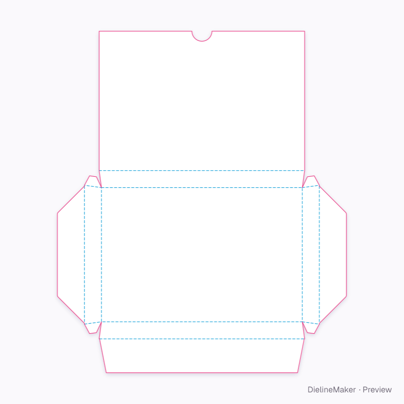 ECMA D20.20.20.50 · Flat flared tray with hinged cover flat dieline