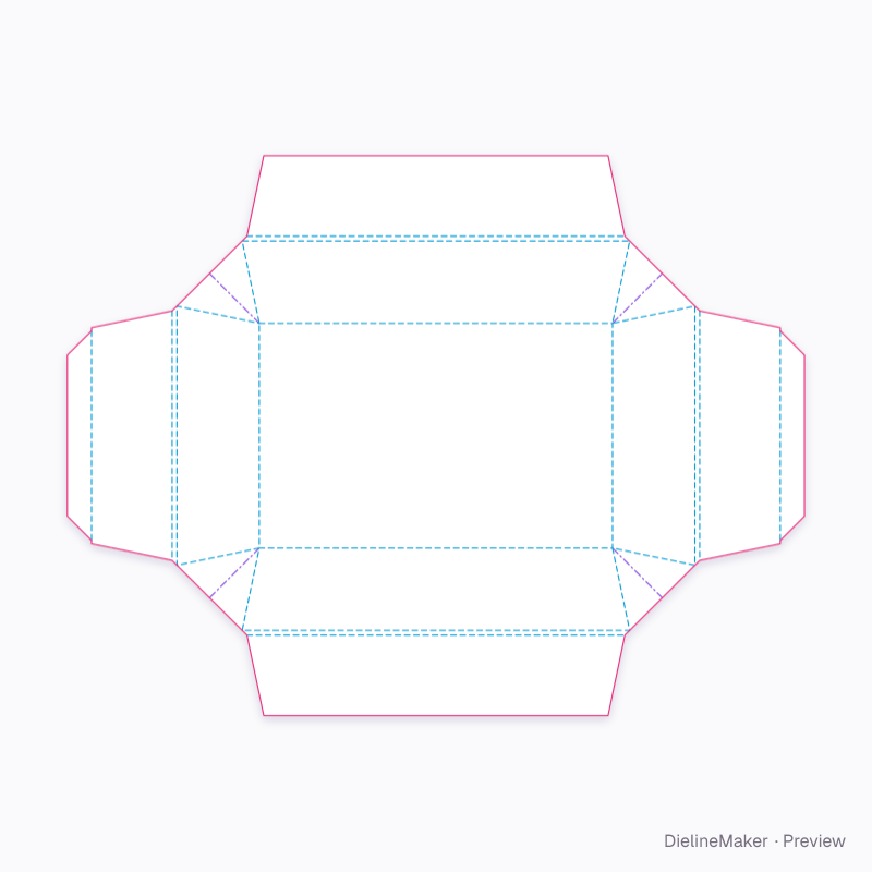 ECMA D20.21.02.00 · Flared double-wall tray, webbed corners flat dieline