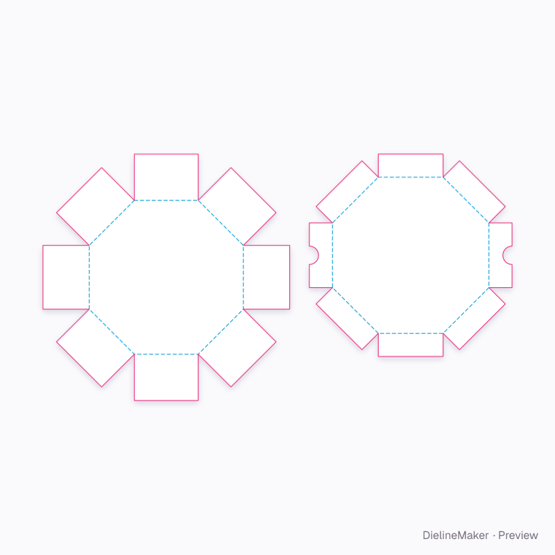 ECMA D20.50.20.00 · Octagonal glued tray with lid flat dieline