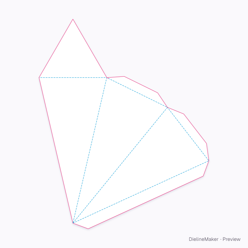 ECMA C30.10.01.11 · Three-sided pyramid, glued cover base flat dieline