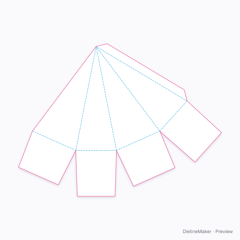 ECMA C30.20.10.01 · Four-sided pyramid, glued full-overlap base flat dieline