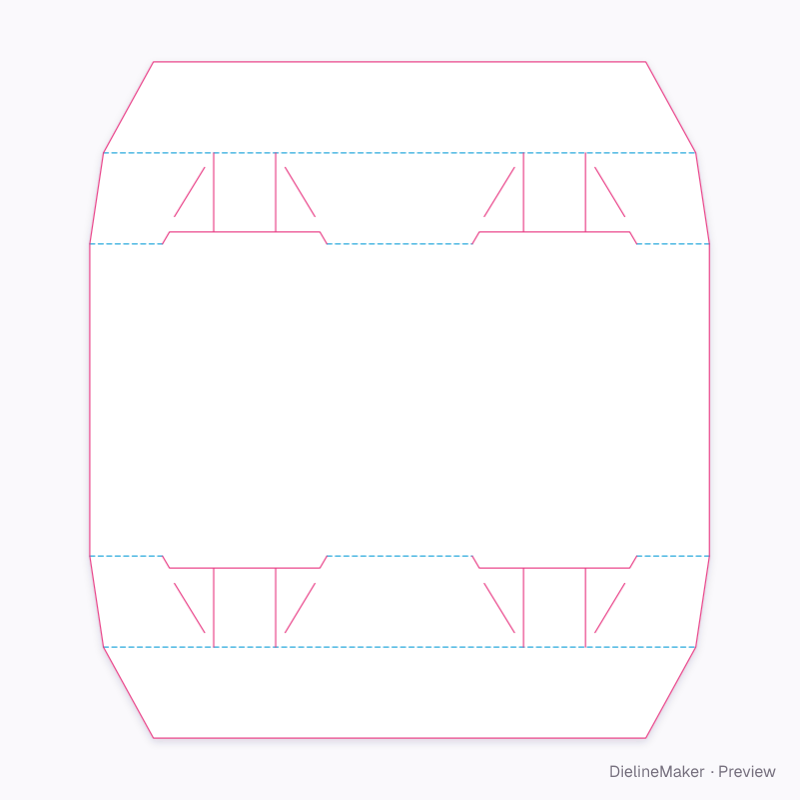 Cup clip, single row of 2 flat dieline