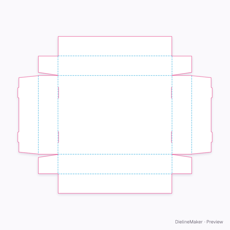 ECMA B10.01.00.00 · Four returns with paired end nibs flat dieline