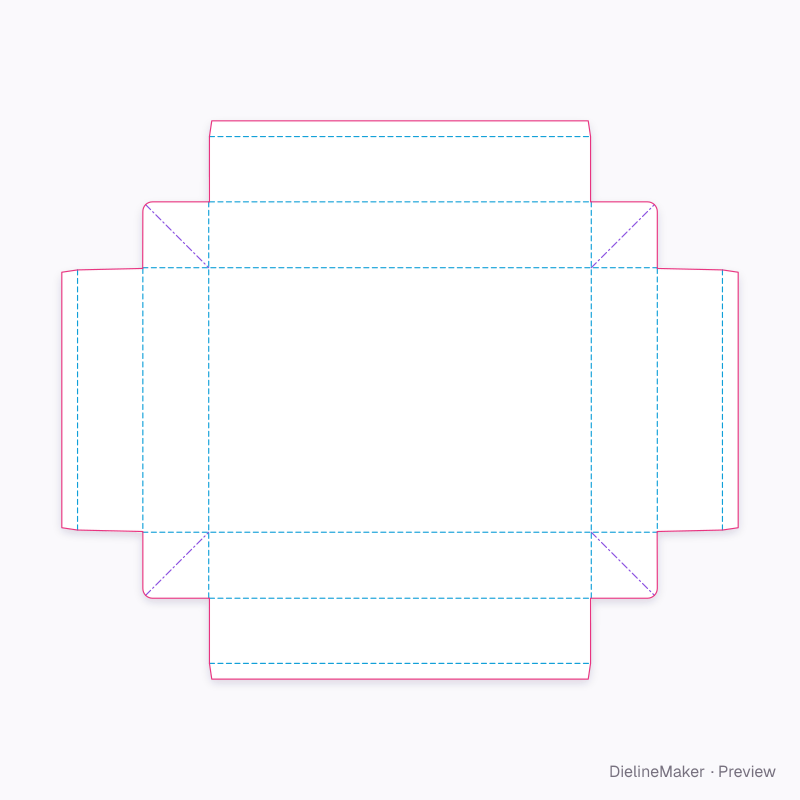 ECMA B10.04.00.00 · Webbed corners and four floor seats flat dieline