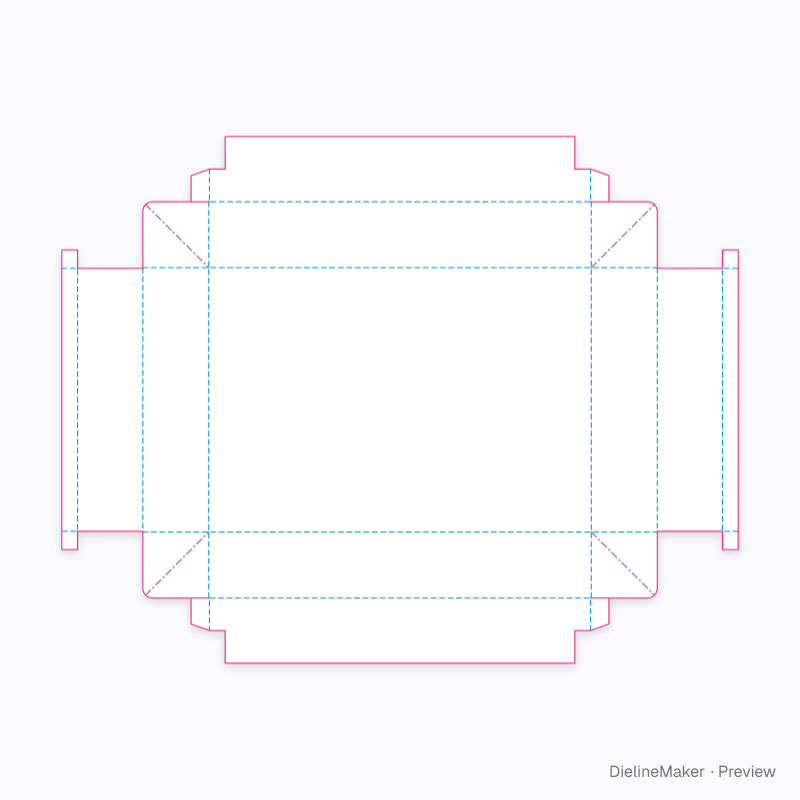 ECMA B31.04.00.00 · Trapped corner ears and two floor seats flat dieline