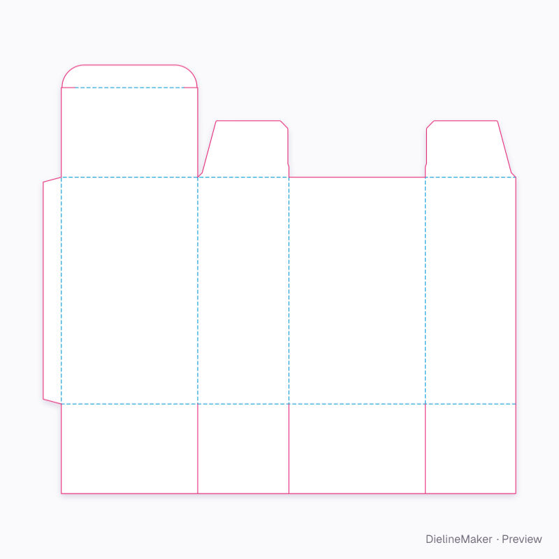 Glued base, P1 tuck top flat dieline