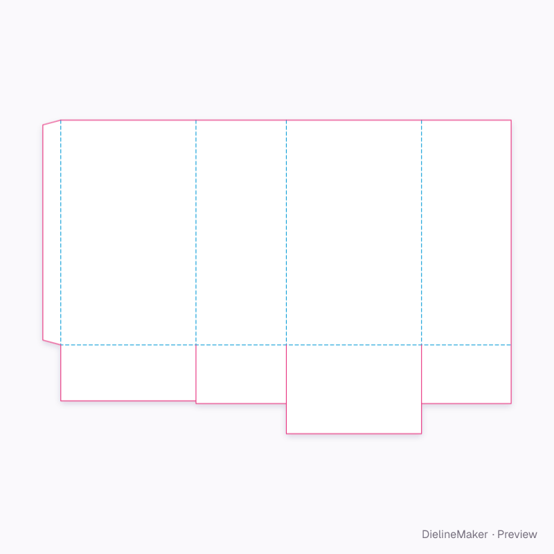 Open-top reduced-flap skillet flat dieline
