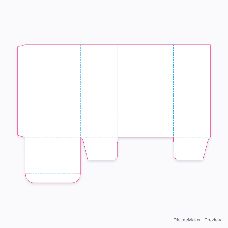 P1 tuck base, open top flat dieline