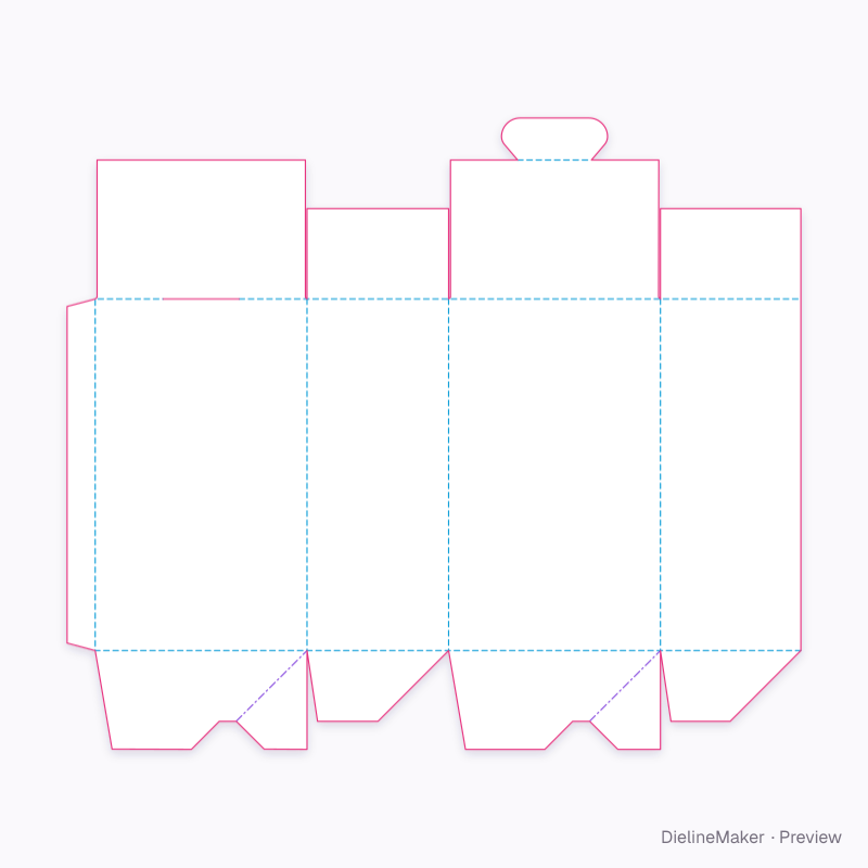 Crash-lock base, edge-lock top flat dieline