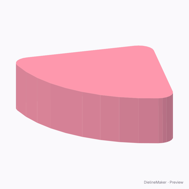 Rounded-back wedge, 3 rounded corners