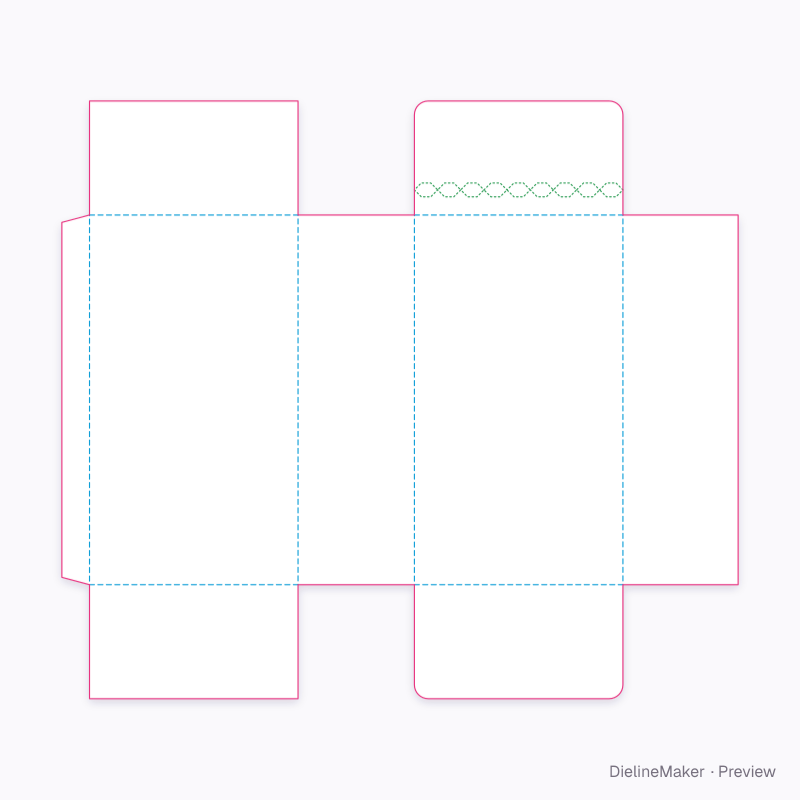 Zipper-strip top carton flat dieline