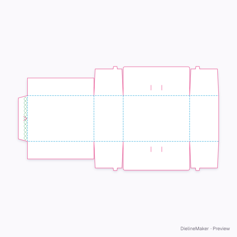 Zipper-seam locking carton flat dieline