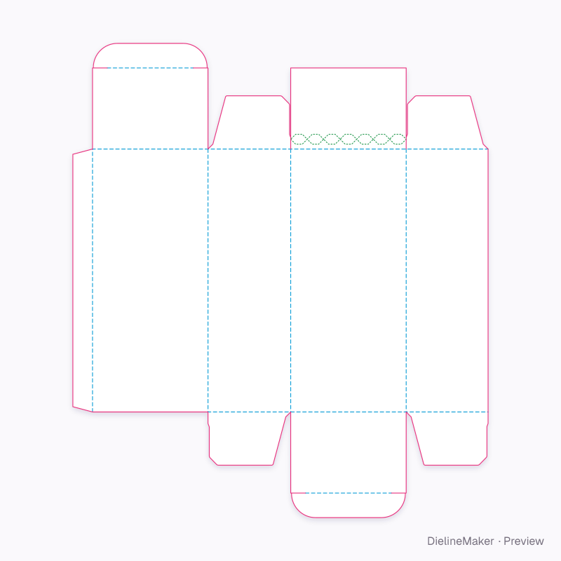 Zipper tuck carton flat dieline
