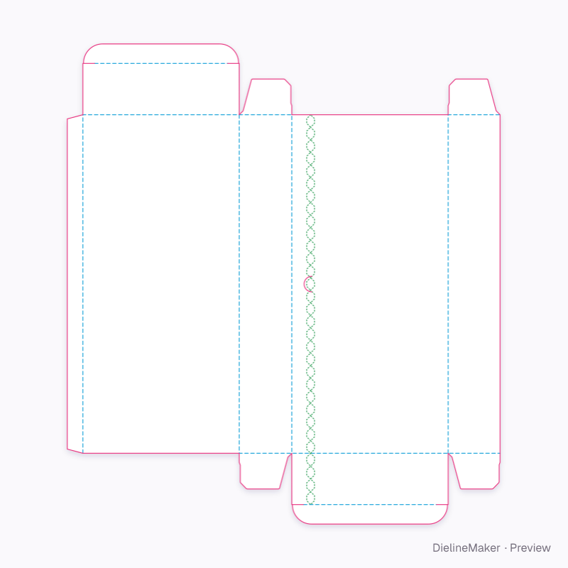 Tear-open lengthwise carton flat dieline