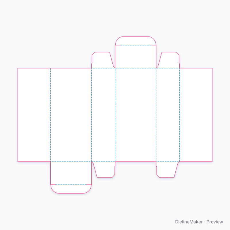 Carton with glued double display panel flat dieline