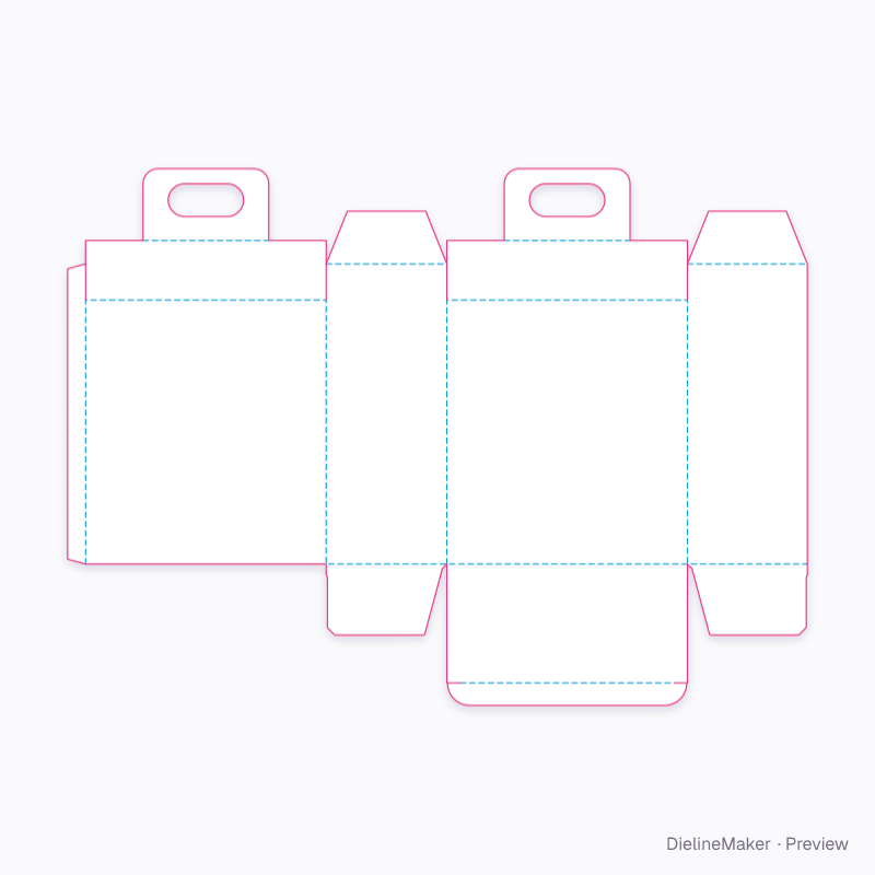 Recessed-top handle carton flat dieline