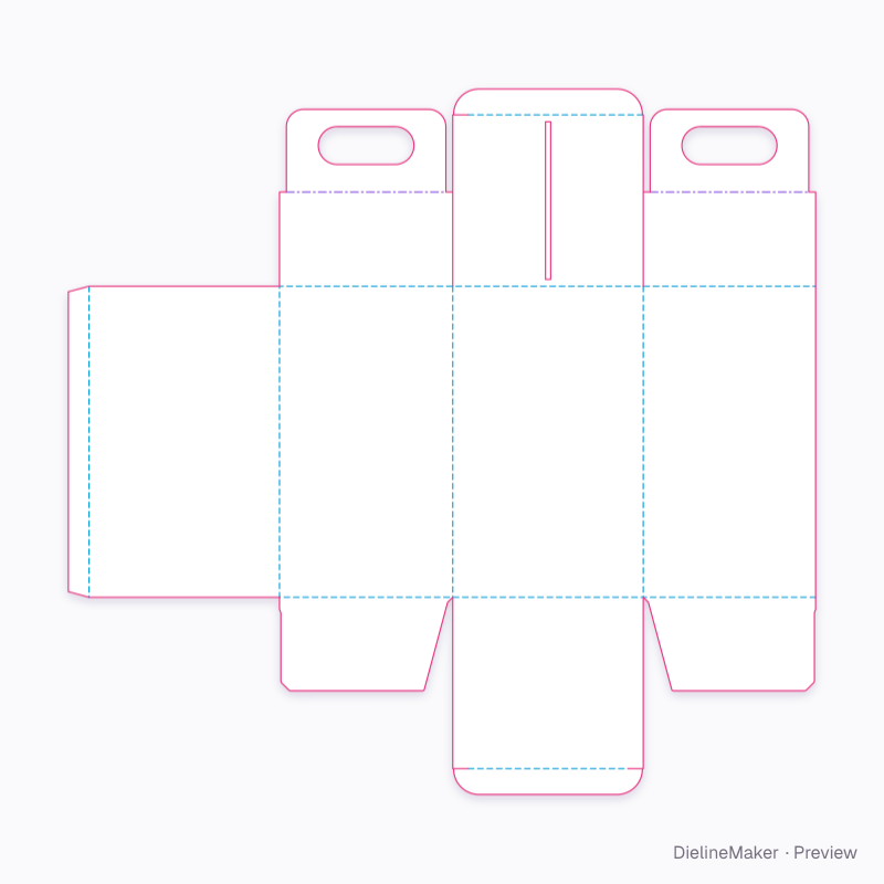Side-flap handle carton flat dieline