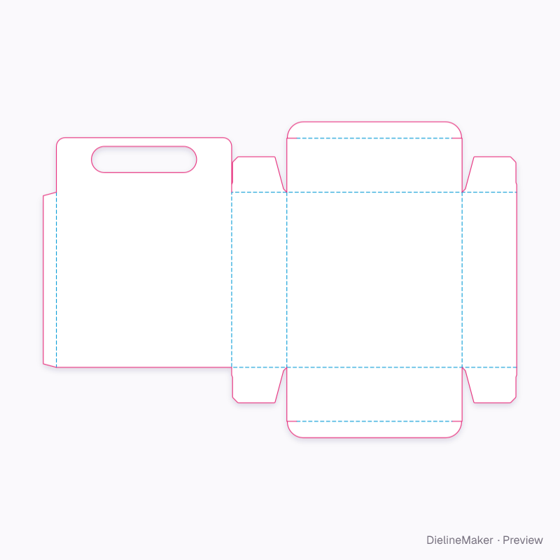 Single handle-header carton flat dieline