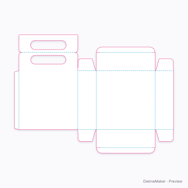 Carton with handle header flat dieline
