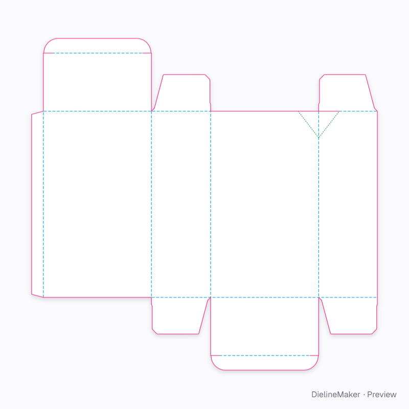 Corner pour-spout carton flat dieline