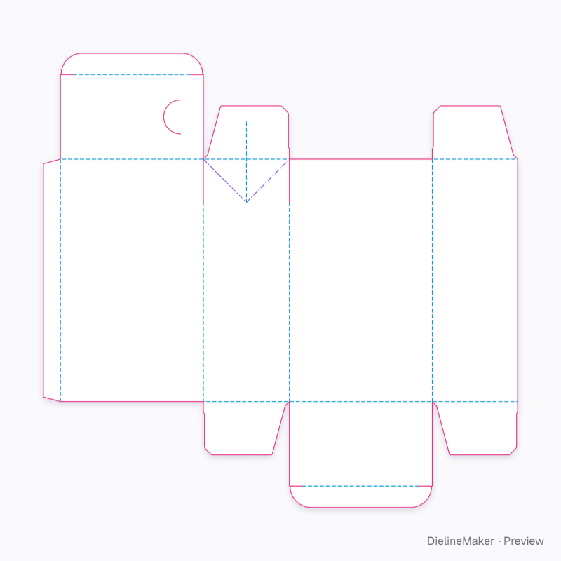 Out-folded dust-flap spout carton flat dieline