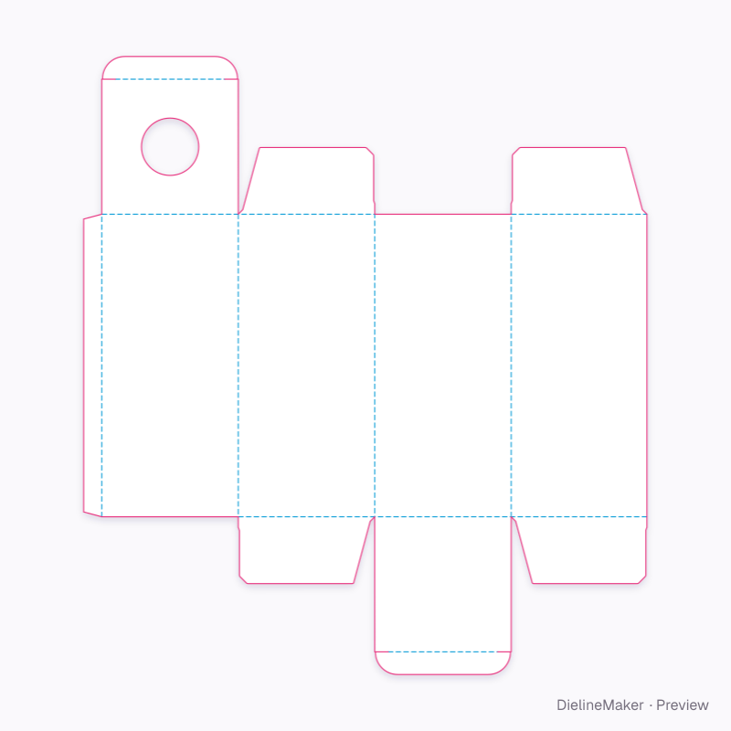 Carton with screw-cap opening flat dieline