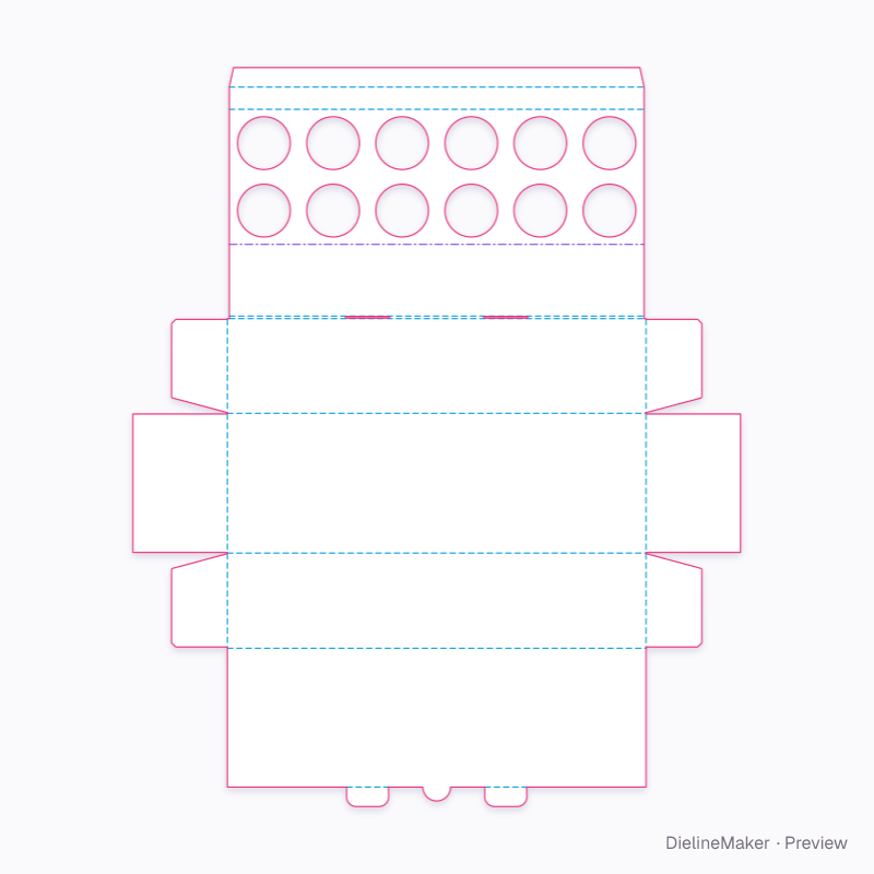 Egg carton, 12 eggs flat dieline
