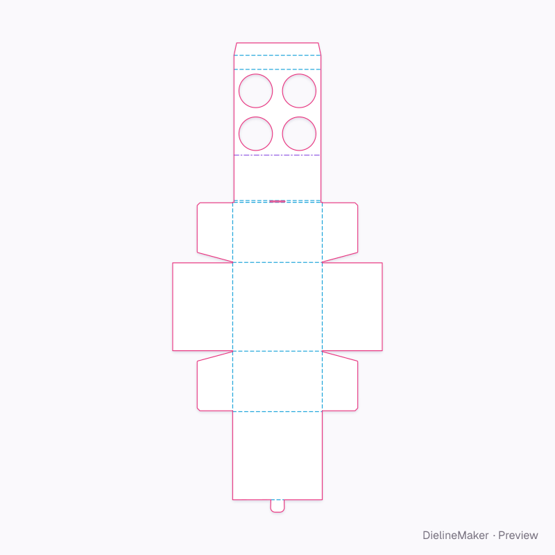 Egg carton, 4 eggs flat dieline