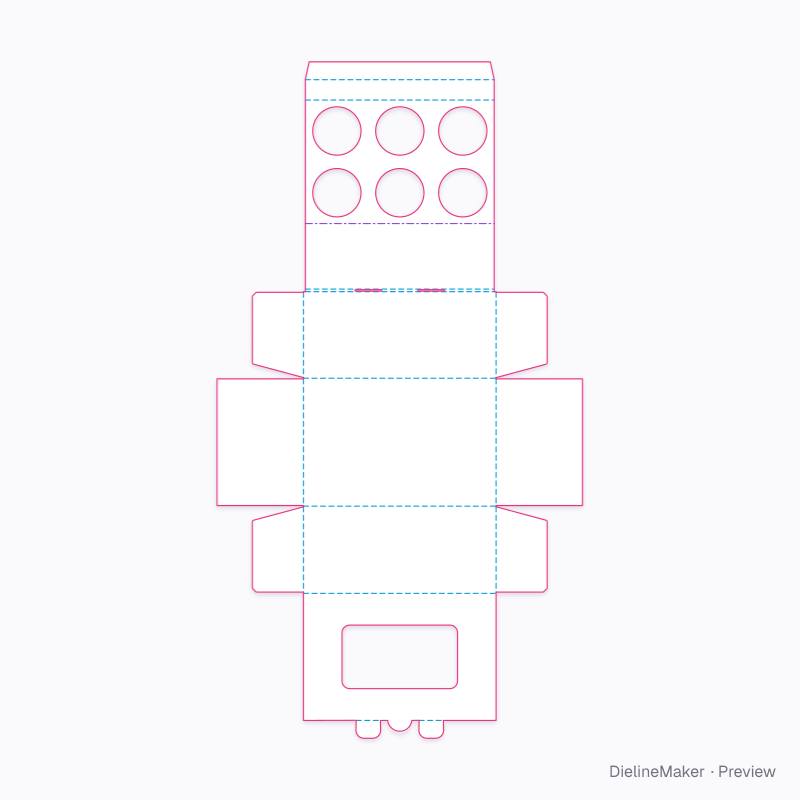 Window egg box, 6 eggs flat dieline