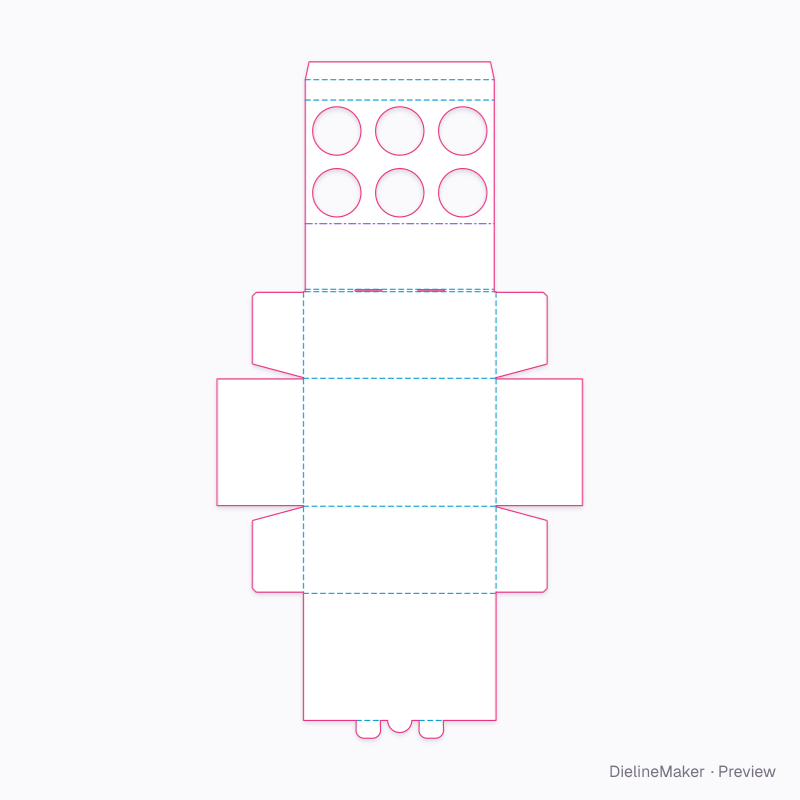 Egg carton, 6 eggs flat dieline