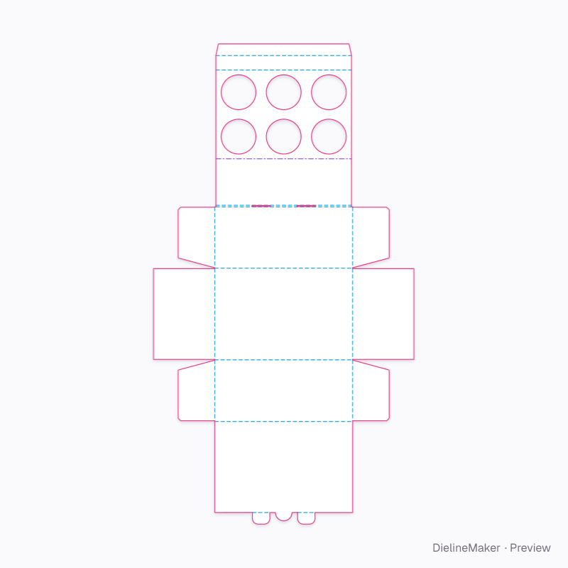 Duck egg box, 6 eggs flat dieline