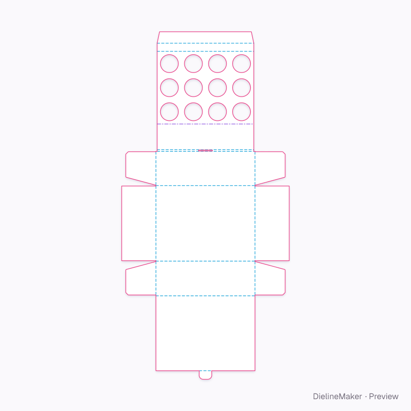 Quail egg box, 12 eggs flat dieline