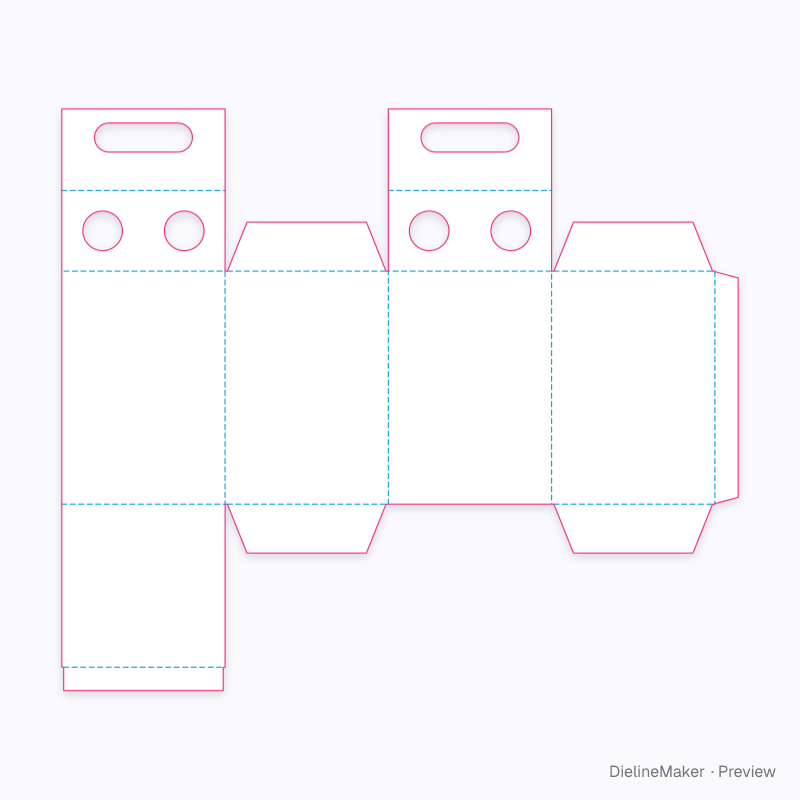 Enclosed four-bottle carrier flat dieline