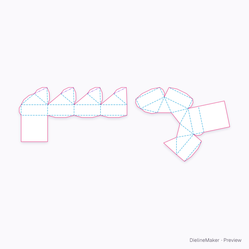 Square bellows-waist box flat dieline
