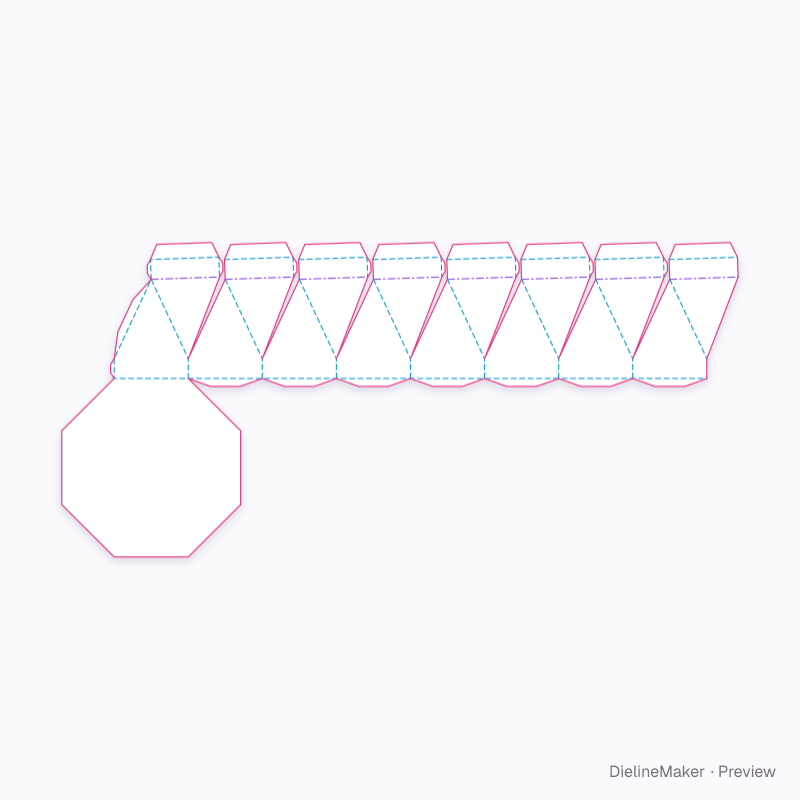 Twisted open bin with return lips flat dieline